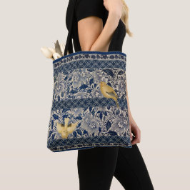 Bolsa Tote Canários na Design de Blue Chinoiserie