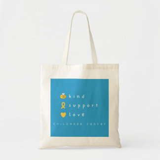 Bolsa Tote cancer de infância.ser gentil.support.love.Bolsas