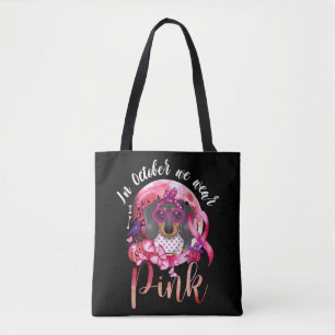 Bolsa Tote Cancer De Mama Em Outubro Vestimos Dachshund Rosa