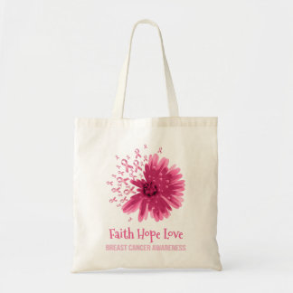 Bolsa Tote Cancer de Mama Flor Fé Esperança Amor Cancer de Ma