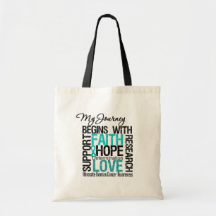 Bolsa Tote Câncer de ovário que minha viagem começa com a