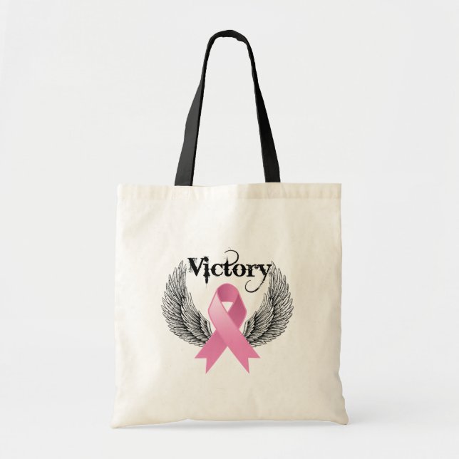 Bolsa Tote Cancer de peito das asas vitoriosas (Frente)