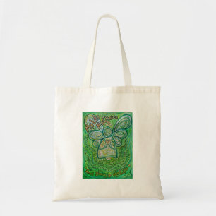 Bolsa Tote Cancer Poem Green Angel Art Token Bag