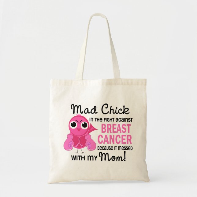 Bolsa Tote Cancro da mama louco da mamã do pintinho 2 (Frente)
