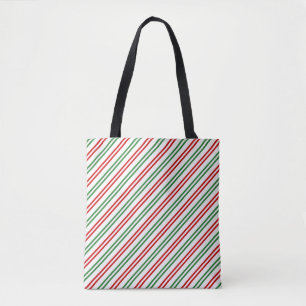 Bolsa Tote Candy Cane Christmas Strips Red Green