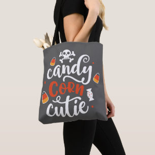 Bolsa Tote Candy Corn Cutie Cinza moderna do Dia das Bruxas