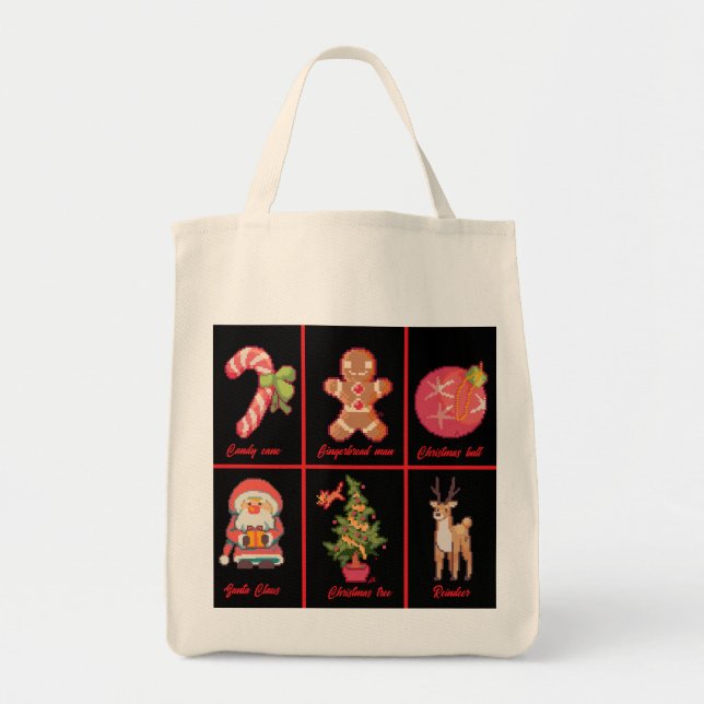 Bolsa Tote Candy, Gingerbread, Christmas, tree, Pixel Art (Frente)