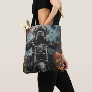 Bolsa Tote Cane Corso Pilotando Moto Halloween Assustador
