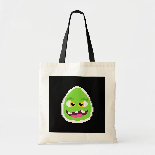 Bolsa Tote Caneca de café com monstro de ovo em forma de píxe (Frente)