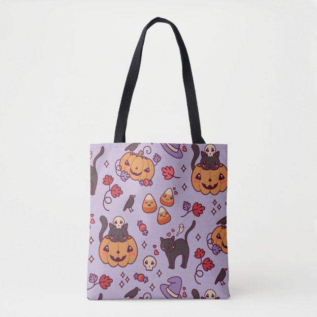 Bolsa Tote Caneca de café com padrão de decoração de Hallowee (Frente)
