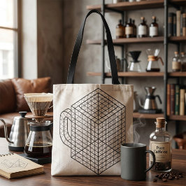 Bolsa Tote Caneca de Café Geométrica Arte de Grade Isométrica