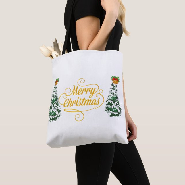 Bolsa Tote Caneca personalizada com árvore de Natal em aquare (Close Up)
