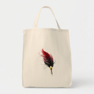 Bolsa Tote Caneta de penas vermelhas com ninho de ouro