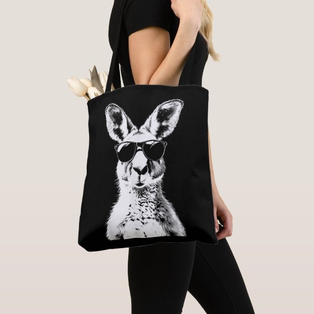 Bolsa Tote Canguru Usando Óculos de Sol Animal Divertido Aust (Close Up)