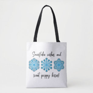 Bolsa Tote Canhão de Cães Snowflake Kisses