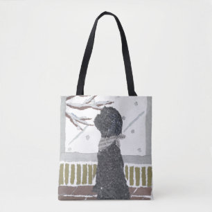 Bolsa Tote Caniche preta, cão