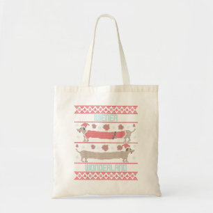 Bolsa Tote Canina de Daschund Sausage Cão de Natal Feio Cacho