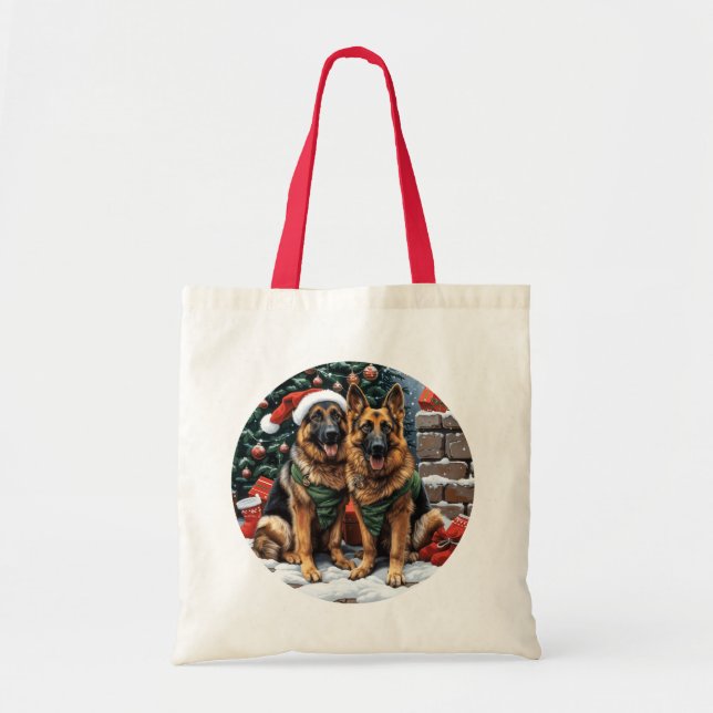 Bolsa Tote Caninos de German shepherd de Natal (Frente)