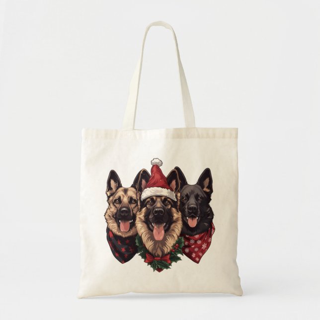 Bolsa Tote Caninos de German shepherd de Natal (Frente)