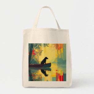 Bolsa Tote Canoa Labrador Preto Minimalista da Natureza