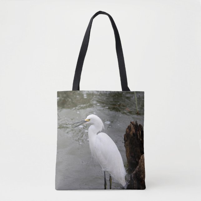 Bolsa Tote Cantando Snowy Egret (Frente)