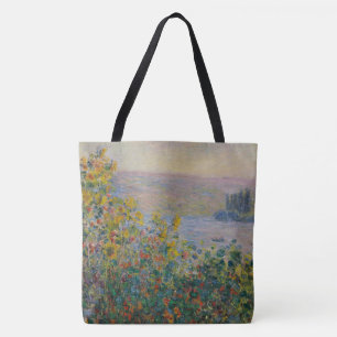 Bolsa Tote Canteiros de flores em Vétheuil, Paisagem Impressi