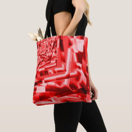 Bolsa Tote Canto dos quadrados inclinados, vermelhos a esbran