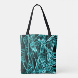 Bolsa Tote Cantos quadrados e pontos de "neon" azul ciano ou