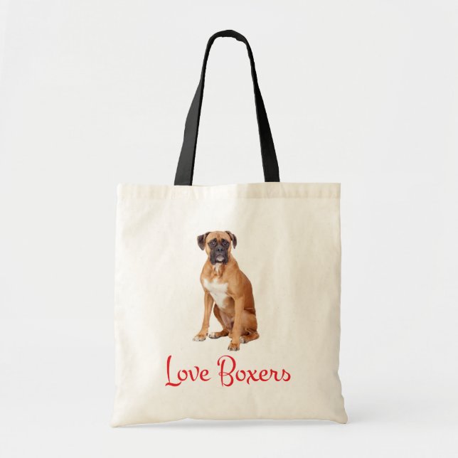 Bolsa Tote Canvas de Cachorro de Boxinho (Frente)