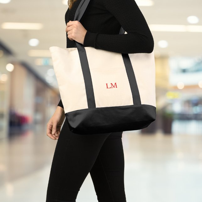 Bolsa Tote Canvas de Monograma Minimalista (Criador carregado)