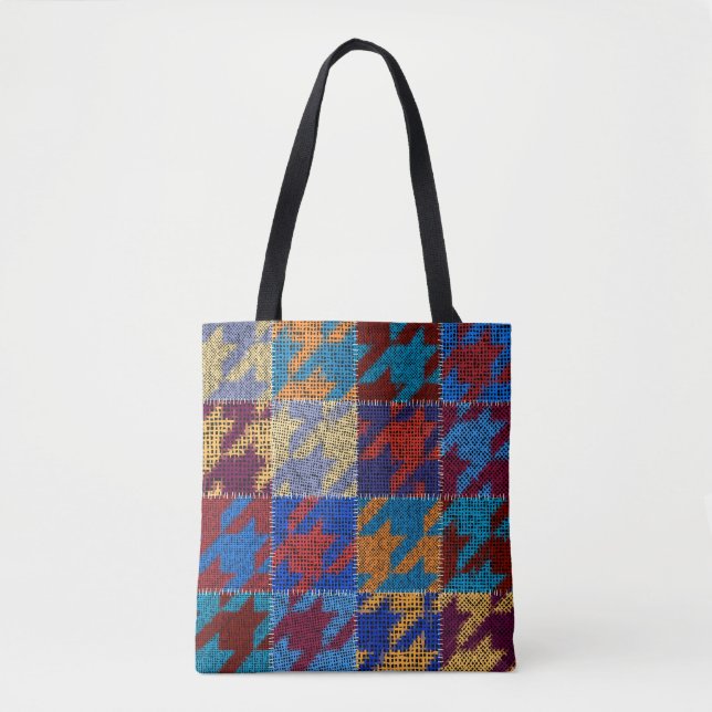 Bolsa Tote Canvas de retalhos: imitação do padrão de colheita (Frente)