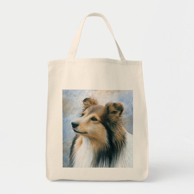 Bolsa Tote Cão 122 Sheltie Collie (Frente)