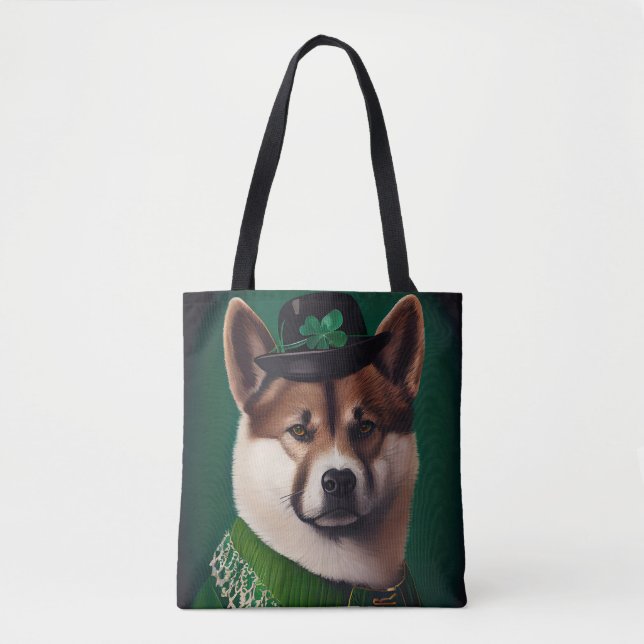 Bolsa Tote cão akita na Rua. (Frente)