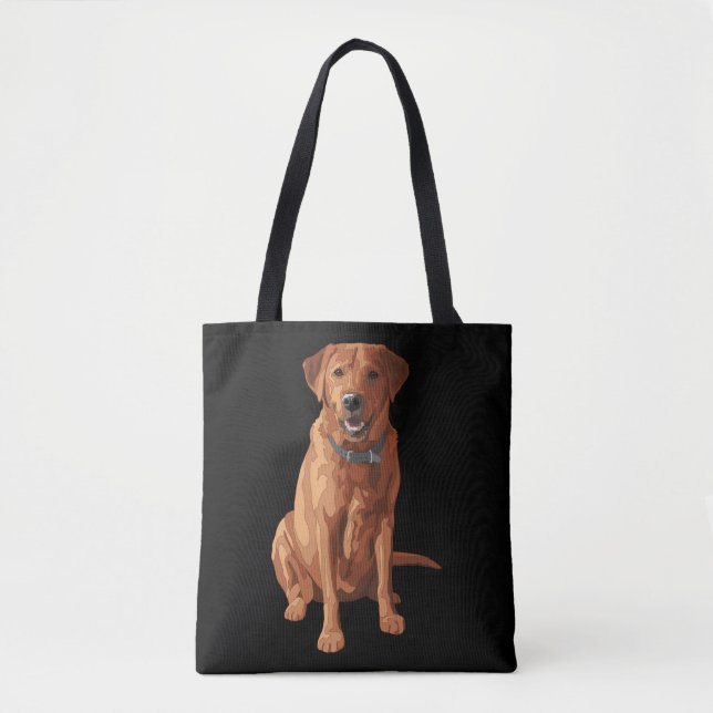 Bolsa Tote Cão amarelo vermelho do Fox labrador retriever (Frente)