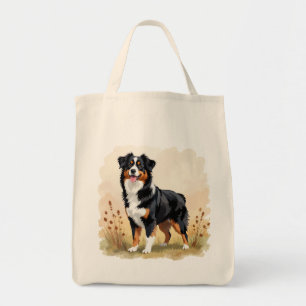 Bolsa Tote Cão Aussie Tricolor Preto Pastor Australiano