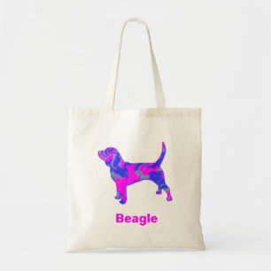 Bolsa Tote Cão-Beagle Rosa Quente e Azul