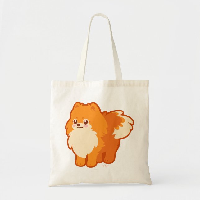 Bolsa Tote Cão bonito Kawaii Pomeranian (Frente)