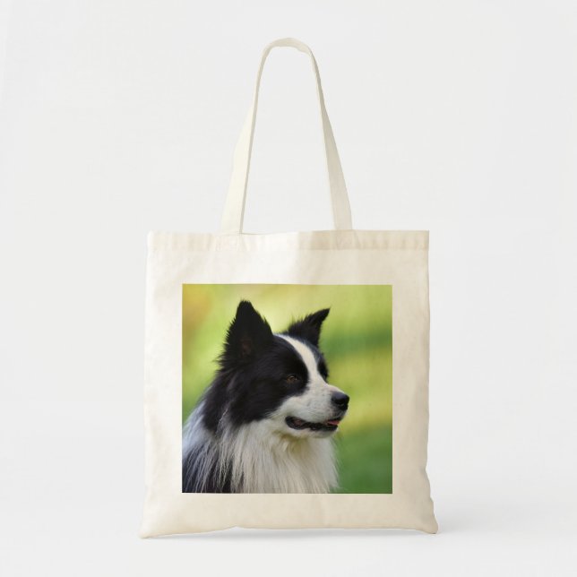 Bolsa Tote Cão Border Collie Preto e Branco (Frente)