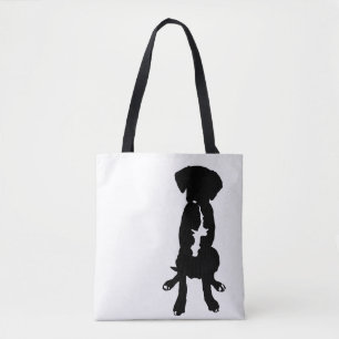 Bolsa Tote Cão branco preto da silhueta do pugilista do