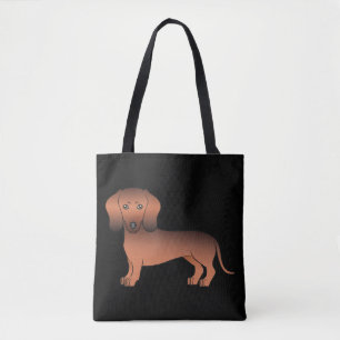 Bolsa Tote Cão-Cartoon de Cabelo Curto Vermelho - Preto