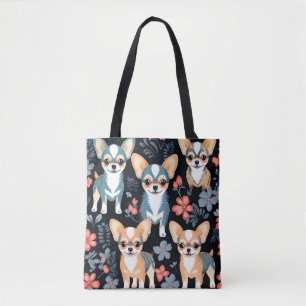 Bolsa Tote Cão Chihuahua Floral