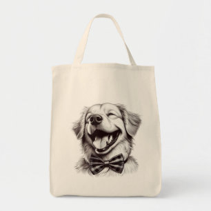 Bolsa Tote cão com arco de gravata rindo