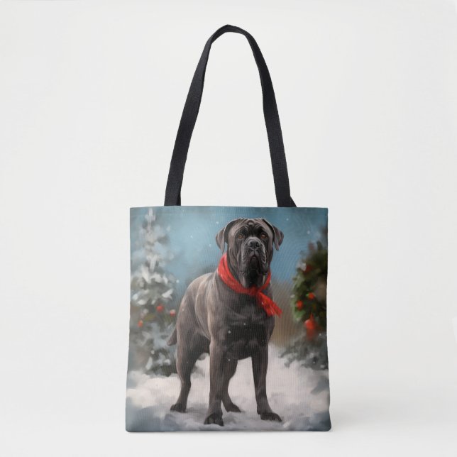 Bolsa Tote Cão Corso na Neve Natal  (Frente)