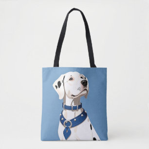 Bolsa Tote Cão Dalmata com Coleira Azul