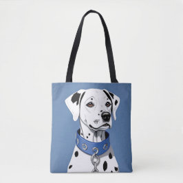 Bolsa Tote Cão Dalmata Usando uma Coleira Azul