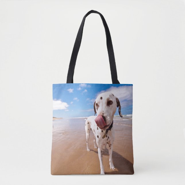 Bolsa Tote Cão Dalmatian na praia (Frente)