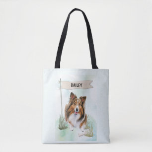 Bolsa Tote Cão de Água Personalizado Shetland Sheepdog
