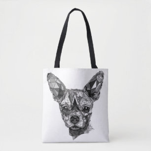 Bolsa Tote Cão de Arte Geométrica de Chihuahua Mosaic