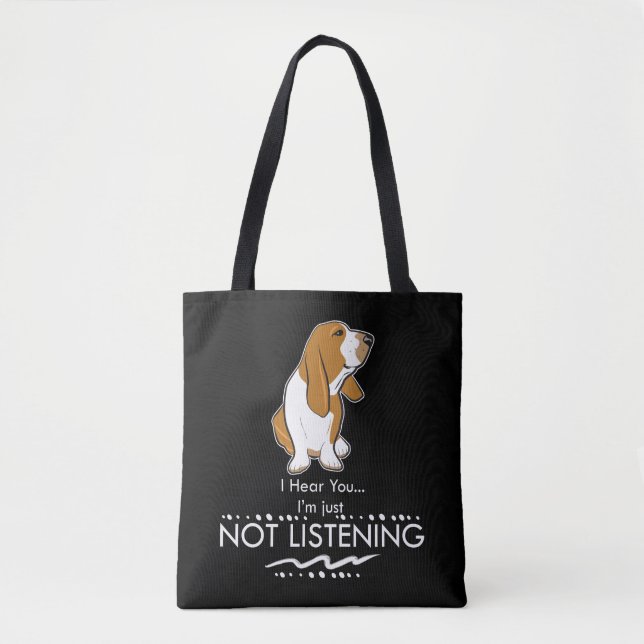 Bolsa Tote Cão de Basset Hound - ouça-se que você mim apenas (Frente)
