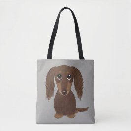 Bolsa Tote Cão-de-caju-dachshund, chocolate castanho-de-cabra